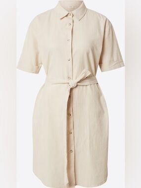 JDY Button-Front Belted Shirt Dress in Light Beige